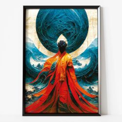 Quadro Oriental Abstrato Blue (trio) 02
