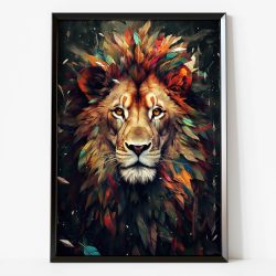 Quadro Leão Colorido Abstrato (1)
