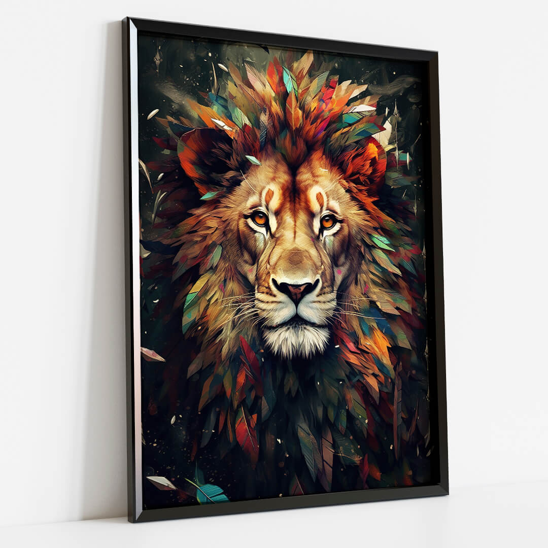 Quadro Leão Colorido Abstrato (2)