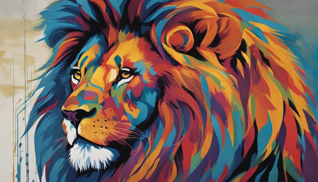 Pintura Leão Colorido