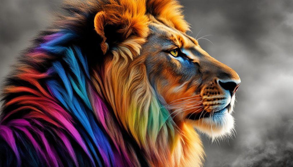 Quadro Leão Colorido