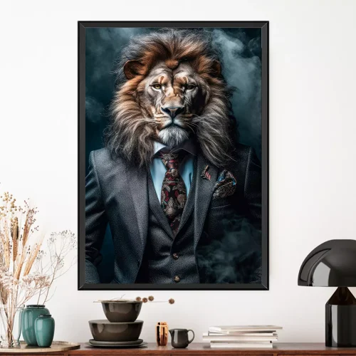 Quadro Leão de Terno, Seleção de Cores e Temáticas para Quadros no Escritório A seleção das cores e temáticas dos quadros é um aspecto fundamental na decoração do escritório. Ao escolher as cores adequadas, é possível transmitir a mensagem desejada e criar uma atmosfera harmônica no ambiente de trabalho. Além disso, a escolha das temáticas certas pode contribuir para a motivação e inspiração dos funcionários. Para começar, é importante considerar a decoração existente no escritório. Ao harmonizar as cores dos quadros com os móveis, paredes e demais elementos presentes, é possível criar uma sensação de unidade e equilíbrio estético. Por exemplo, se a decoração conta com tons neutros, como branco e cinza, é possível utilizar quadros com cores mais vibrantes para adicionar vida e energia ao ambiente. Além disso, é importante considerar o significado simbólico das cores. Cada cor possui um impacto psicológico e emocional diferente, e pode influenciar o humor e produtividade dos funcionários. Por exemplo, tons de azul podem transmitir calma e concentração, enquanto cores mais quentes, como o amarelo e o vermelho, podem estimular a criatividade e a energia.
