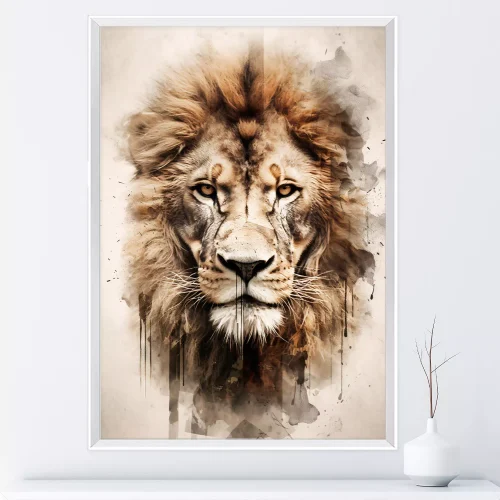 Quadro Leão White 01