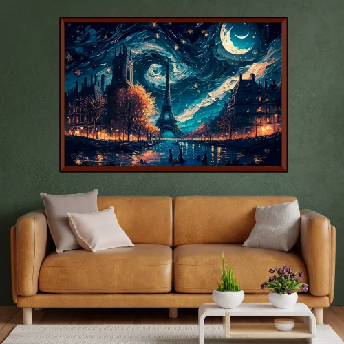 Quadro de pinturas O Brilho Noturno do Coração Francês, Qual o impacto emocional que os quadros decorativos podem ter na decoração da casa? Os quadros decorativos têm o poder de criar um impacto emocional na decoração da casa. Eles podem evocar sentimentos, contar histórias e criar uma atmosfera acolhedora, promovendo um ambiente mais acolhedor e inspirador.