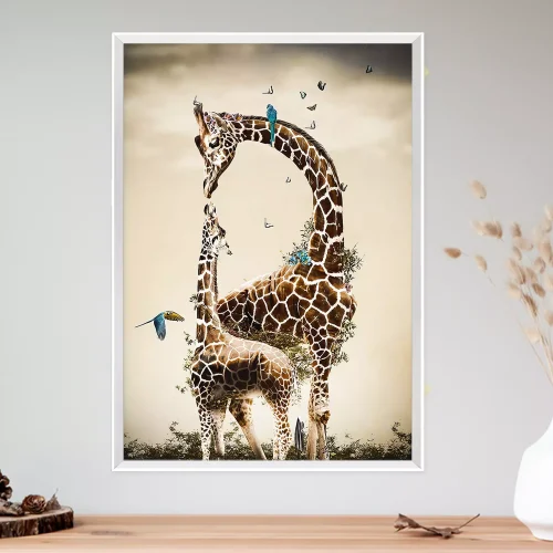 Quadro Girafa e Filhote 01