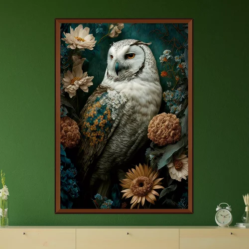 Quadro Coruja A Dama das Pétalas 02