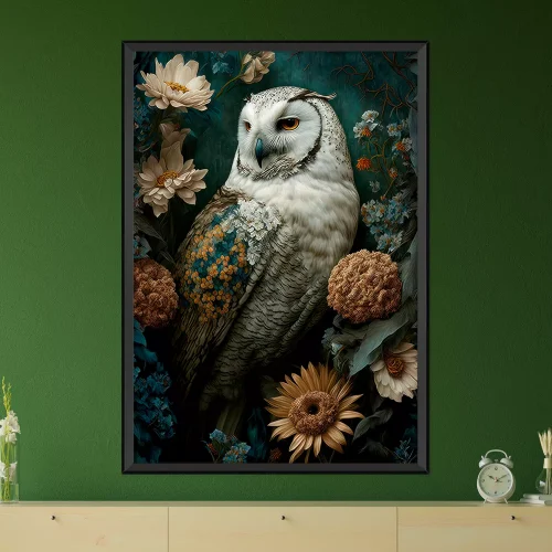 Quadro Coruja A Dama das Pétalas 03