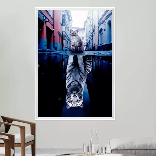 Quadro Gato Tigre Branco Encontro de Espíritos 01