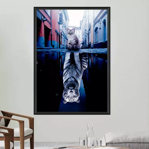 Quadro Gato Tigre Branco Encontro de Espíritos 03
