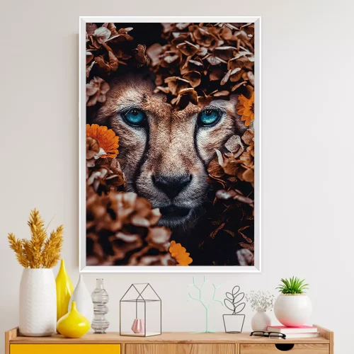 Quadro Guepardo Floral Olhar Selvagem 03