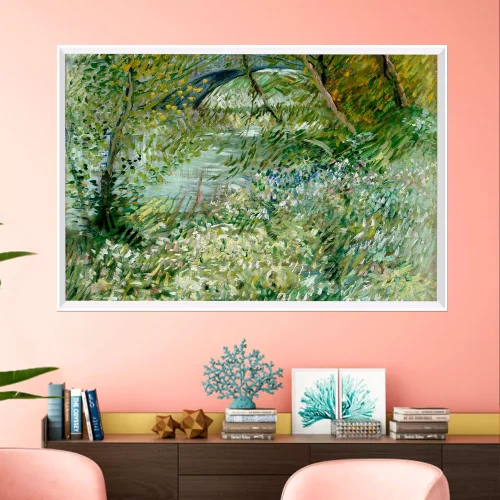 Quadro Van Gogh Margem do Rio na Primavera (1887) 01