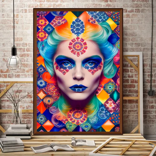 Quadro Mulher Coroa de Petúnias 01