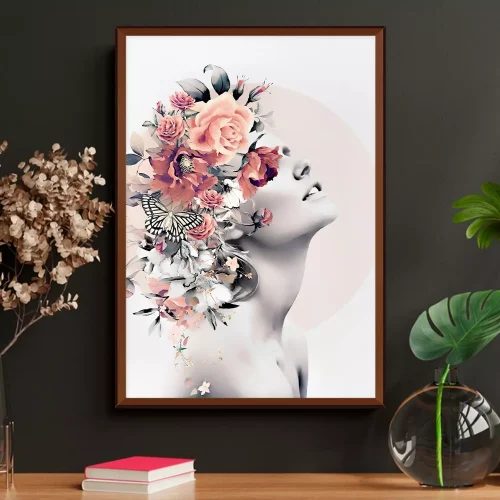 Quadro Mulher Entre Flores e Sonhos, Como escolher quadros decorativos? Para escolher quadros decorativos, é importante considerar o estilo do ambiente, a temática que você deseja transmitir, as cores da paleta de cores do espaço e a harmonização com a decoração existente. Além disso, leve em conta o tamanho e o formato dos quadros, procurando equilíbrio visual e proporção adequada para o ambiente em questão.