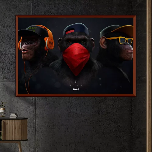 Quadro Três Macacos Sábios Estilo Moderno 02