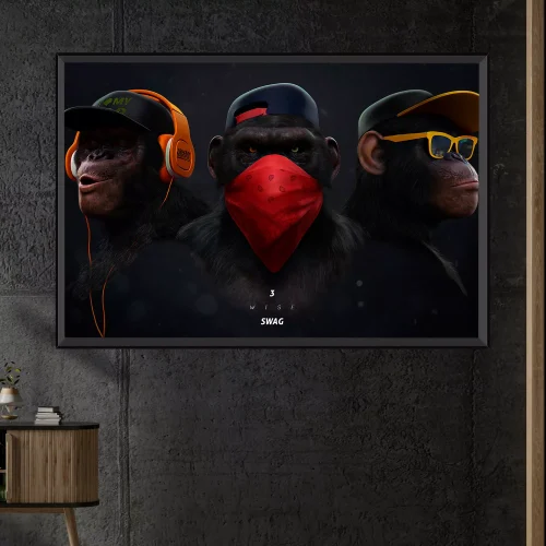 Quadro Três Macacos Sábios Estilo Moderno 03