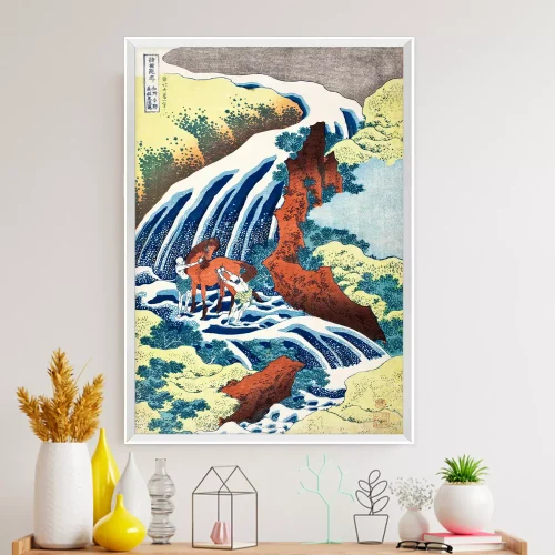 Quadro Cavalo na Cachoeira da Serra de Hokusai 01