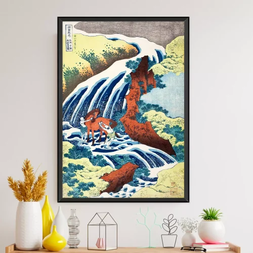 Quadro Cavalo na Cachoeira da Serra de Hokusai 03