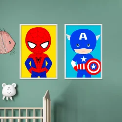 Quadro Infantil Homem Aranha e Capitão-América 01