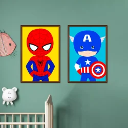 Quadro Infantil Homem Aranha e Capitão-América 02