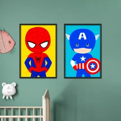 Quadro Infantil Homem Aranha e Capitão-América 03
