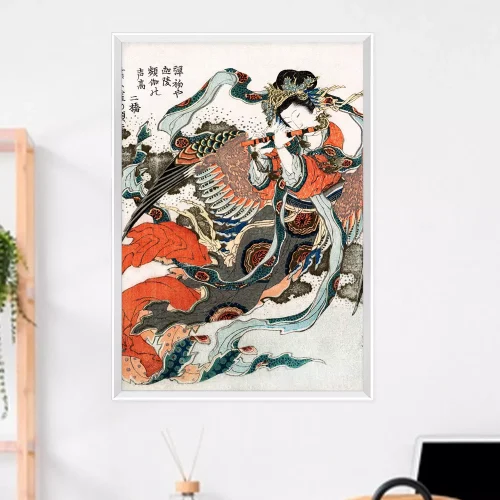 Quadro Mulher e Flauta Ukiyo-e 01