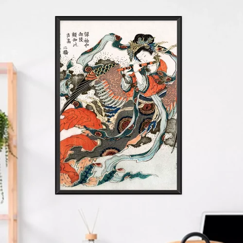 Quadro Mulher e Flauta Ukiyo-e 03